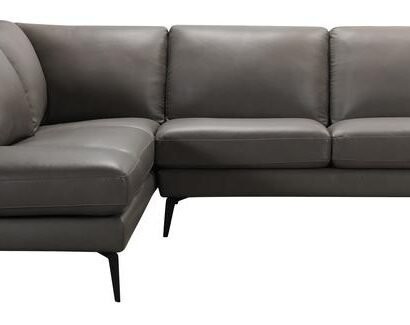 Violino Gray Leather 2 Piece Sectional, Violino Leather Sectional Sofa